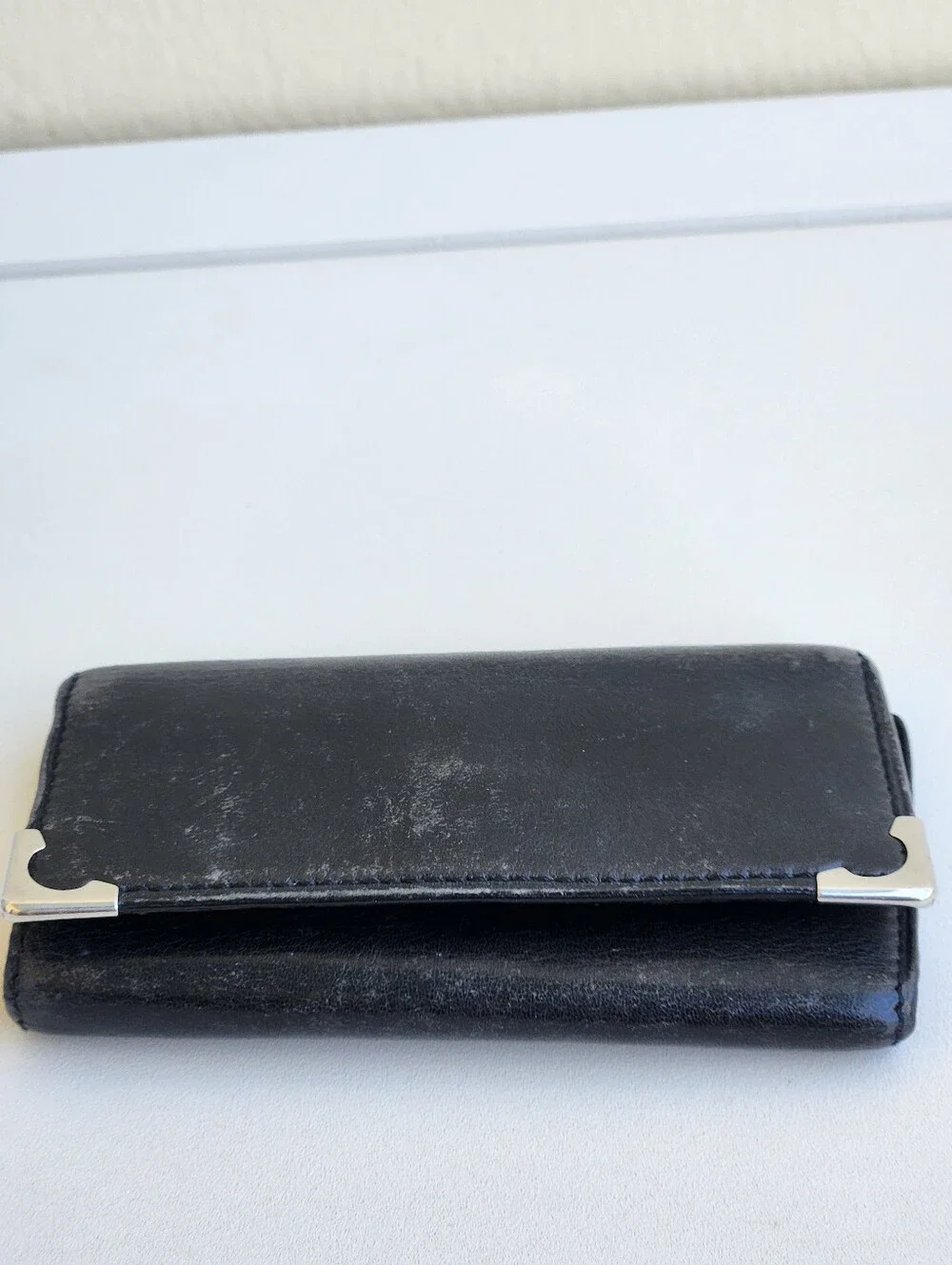 Vintage Must de Cartier Burgundy Leather 4-Hook Key Case - Rare Silver Hardware
